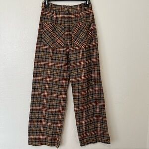 Free People Shape Up Trouser Pants Women’s Size 2 Plaid Fall Straight Leg Retro